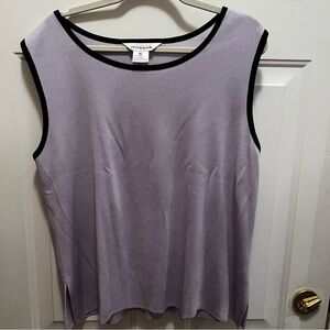 Misook Lavender Sleeveless Tank Top Black Trim XL